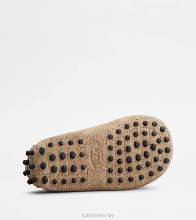 pantofi de conducere gommino junior din piele intoarsa femei Tod's 080D632 bej