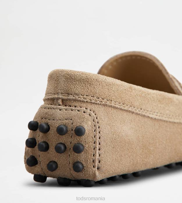 pantofi de conducere gommino junior din piele intoarsa femei Tod's 080D632 bej