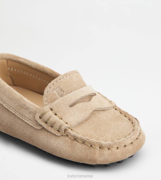 pantofi de conducere gommino junior din piele intoarsa femei Tod's 080D632 bej