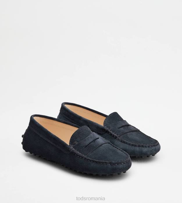 pantofi de conducere gommino junior din piele intoarsa femei Tod's 080D633 albastru