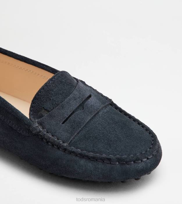 pantofi de conducere gommino junior din piele intoarsa femei Tod's 080D633 albastru