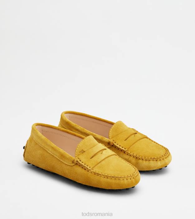 pantofi de conducere gommino junior din piele intoarsa femei Tod's 080D634 galben