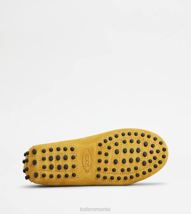 pantofi de conducere gommino junior din piele intoarsa femei Tod's 080D634 galben