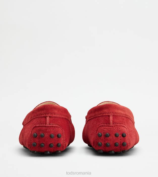 pantofi de conducere gommino junior din piele intoarsa femei Tod's 080D635 roșu