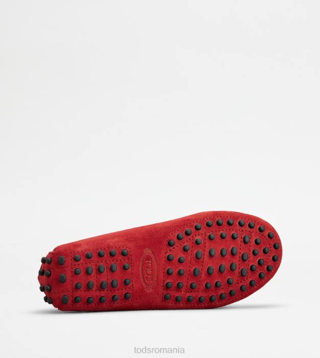 pantofi de conducere gommino junior din piele intoarsa femei Tod's 080D635 roșu