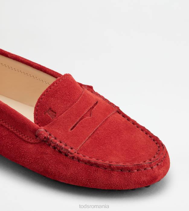 pantofi de conducere gommino junior din piele intoarsa femei Tod's 080D635 roșu