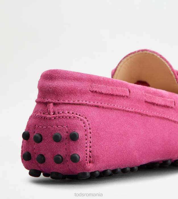 pantofi de conducere gommino junior din piele intoarsa femei Tod's 080D637 roz