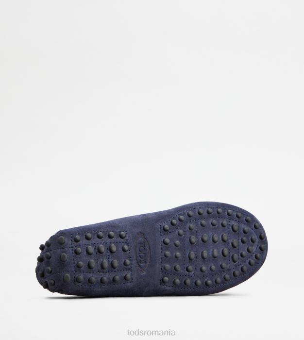 pantofi de conducere gommino junior din piele intoarsa femei Tod's 080D638 albastru