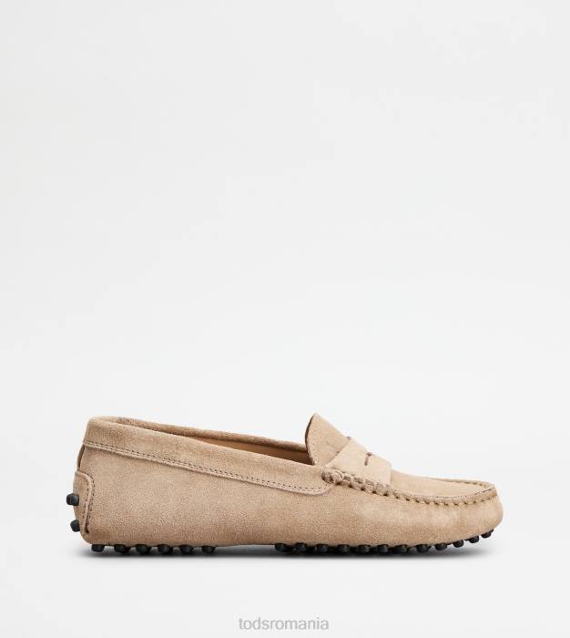 pantofi de conducere gommino junior din piele intoarsa femei Tod's 080D639 maro