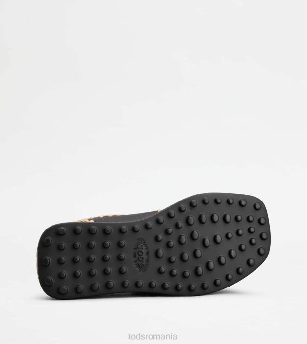 sandale cu bretele duble din piele femei Tod's 080D203 negru