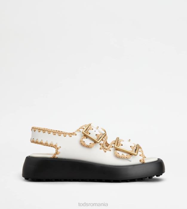 sandale cu bretele duble din piele femei Tod's 080D204 alb