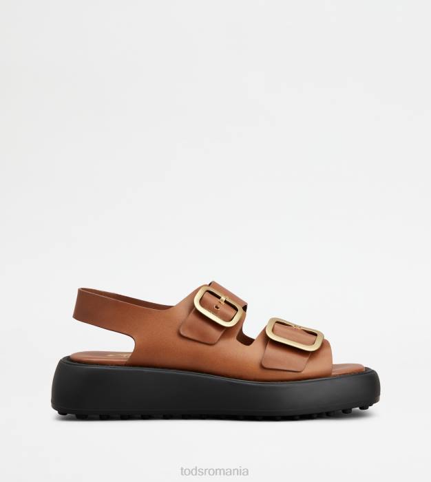 sandale din piele femei Tod's 080D206 maro
