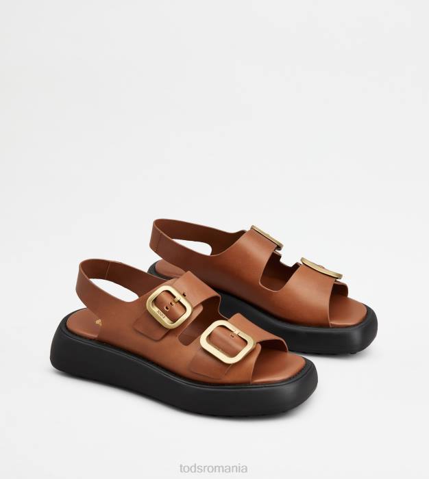 sandale din piele femei Tod's 080D206 maro