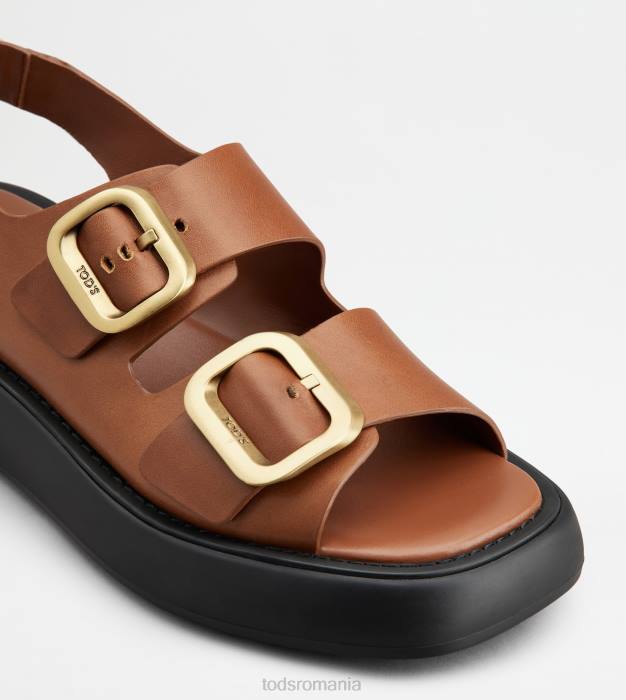 sandale din piele femei Tod's 080D206 maro