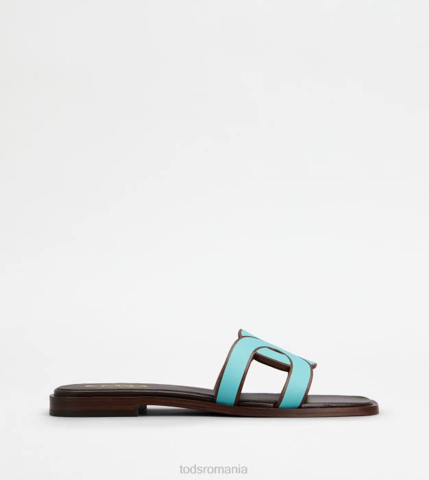 sandale din piele femei Tod's 080D212 albastru deschis