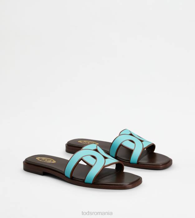 sandale din piele femei Tod's 080D212 albastru deschis