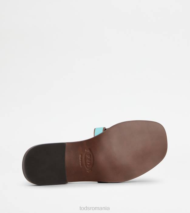 sandale din piele femei Tod's 080D212 albastru deschis