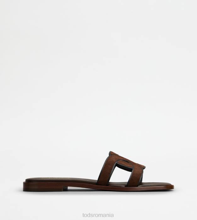 sandale din piele intoarsa femei Tod's 080D216 maro