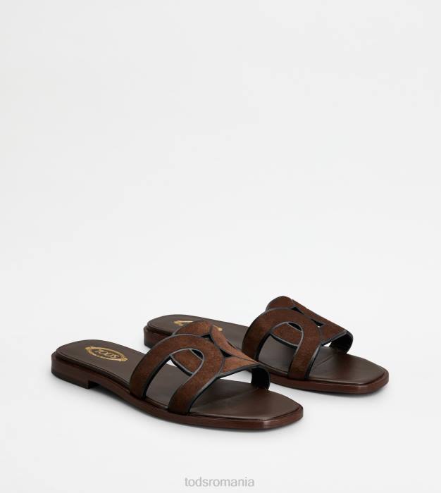 sandale din piele intoarsa femei Tod's 080D216 maro