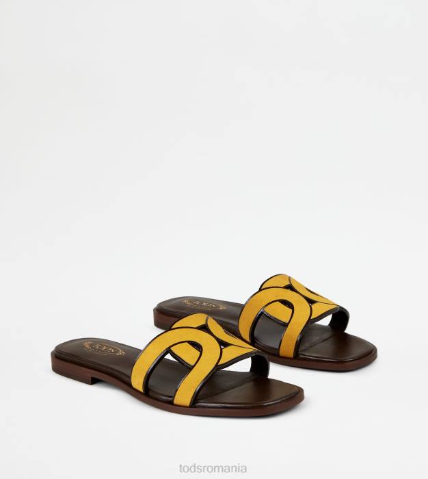 sandale din piele intoarsa femei Tod's 080D217 galben