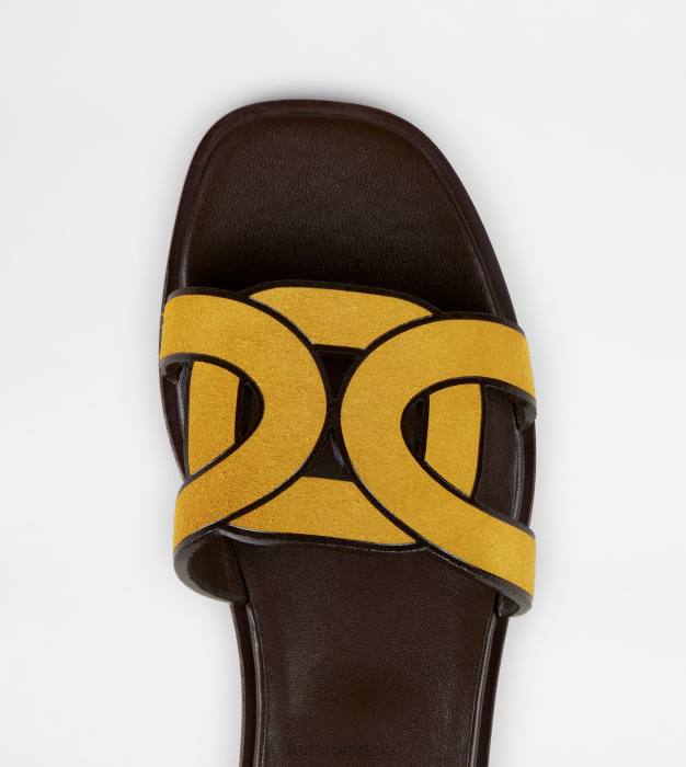 sandale din piele intoarsa femei Tod's 080D217 galben