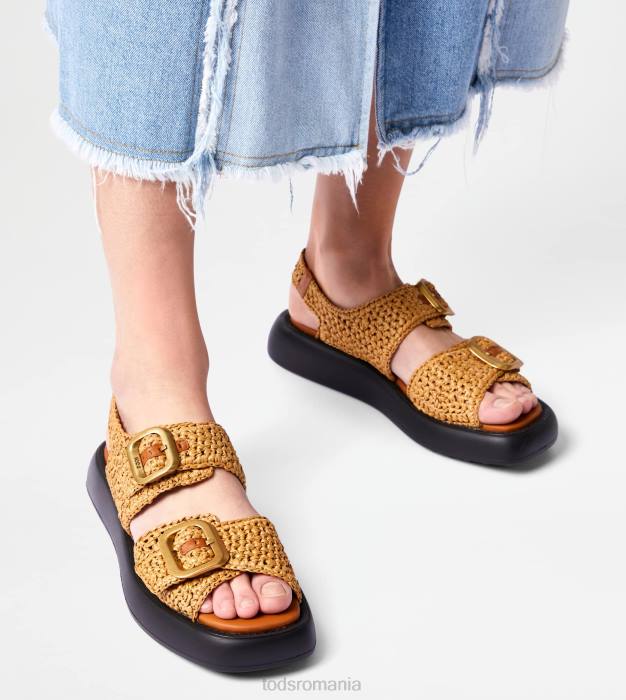 sandale din rafie femei Tod's 080D205 maro