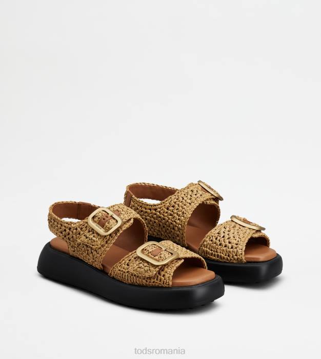 sandale din rafie femei Tod's 080D205 maro