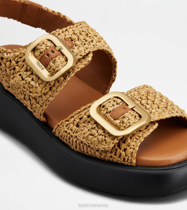 sandale din rafie femei Tod's 080D205 maro