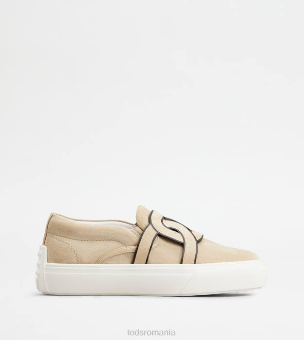 pantofi slip-on kate din piele intoarsa femei Tod's 080D151 bej