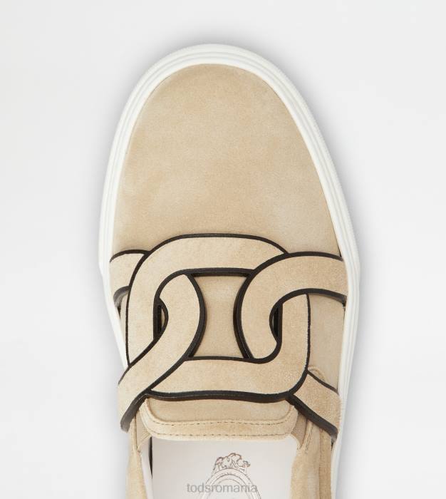 pantofi slip-on kate din piele intoarsa femei Tod's 080D151 bej