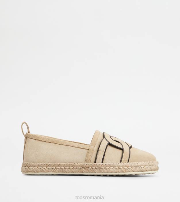 pantofi slip-on kate din piele intoarsa femei Tod's 080D198 bej