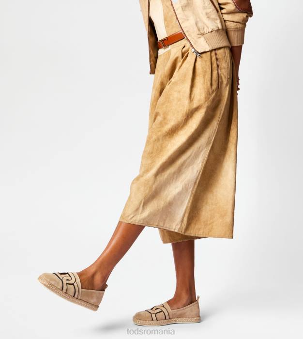 pantofi slip-on kate din piele intoarsa femei Tod's 080D198 bej