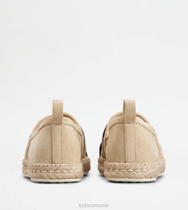 pantofi slip-on kate din piele intoarsa femei Tod's 080D198 bej