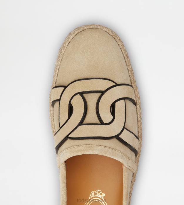 pantofi slip-on kate din piele intoarsa femei Tod's 080D198 bej
