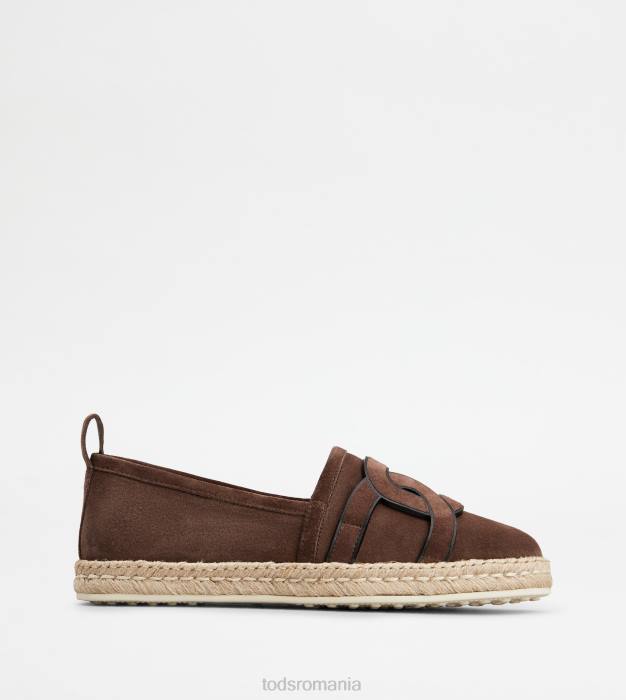 pantofi slip-on kate din piele intoarsa femei Tod's 080D201 maro