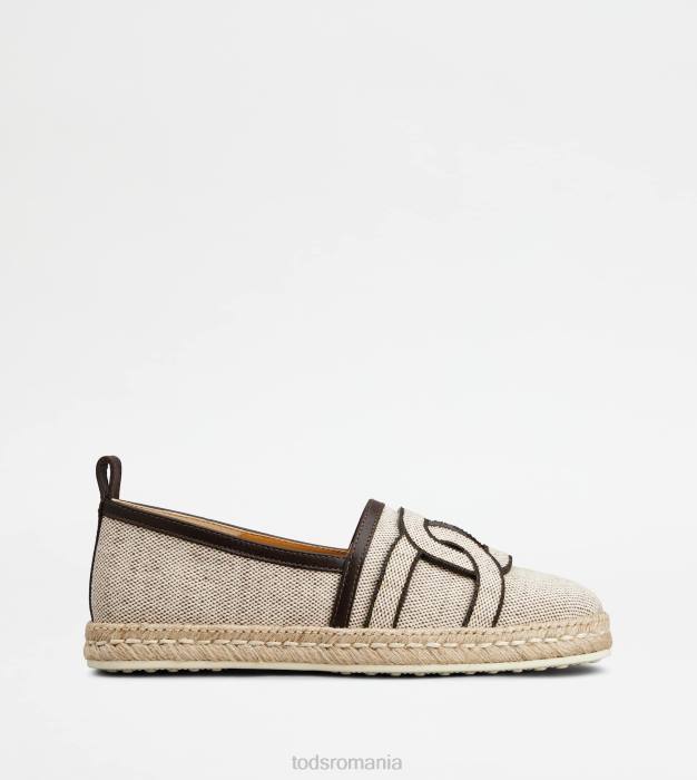 papuci Kate din pânză și piele femei Tod's 080D200 maro