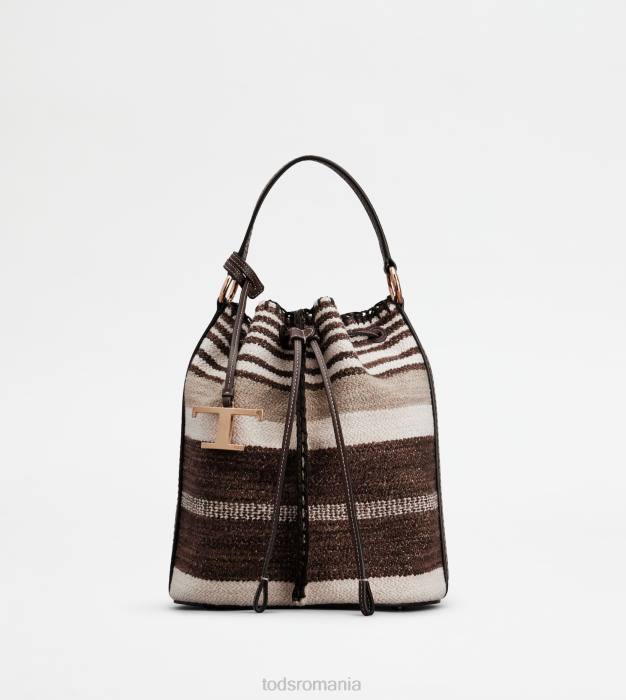 geantă găleată din material textil și piele mică femei Tod's 080D436 maro