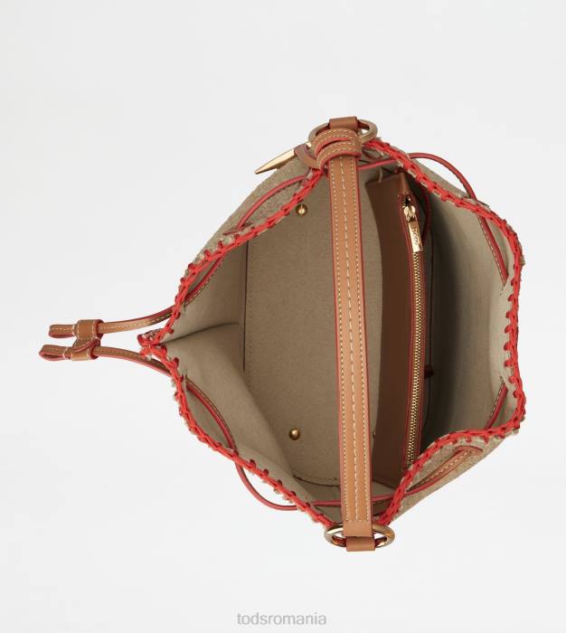 geantă găleată din piele mică femei Tod's 080D437 bej