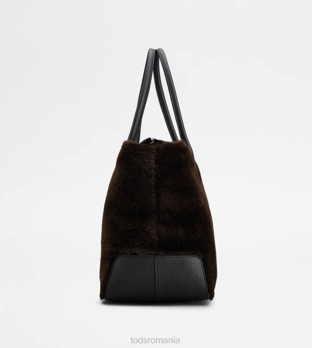 di sac în piele de oaie mare femei Tod's 080D323 maro/negru