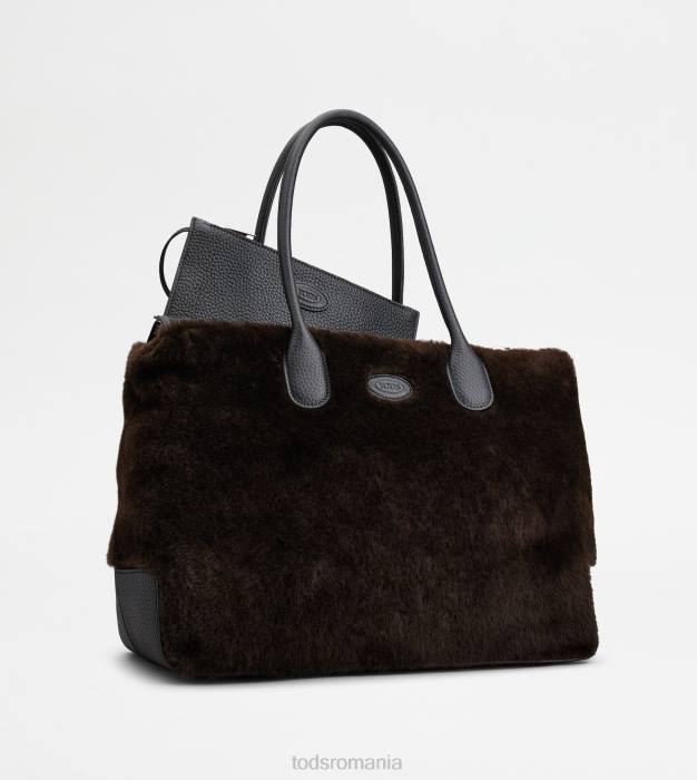 di sac în piele de oaie mare femei Tod's 080D323 maro/negru
