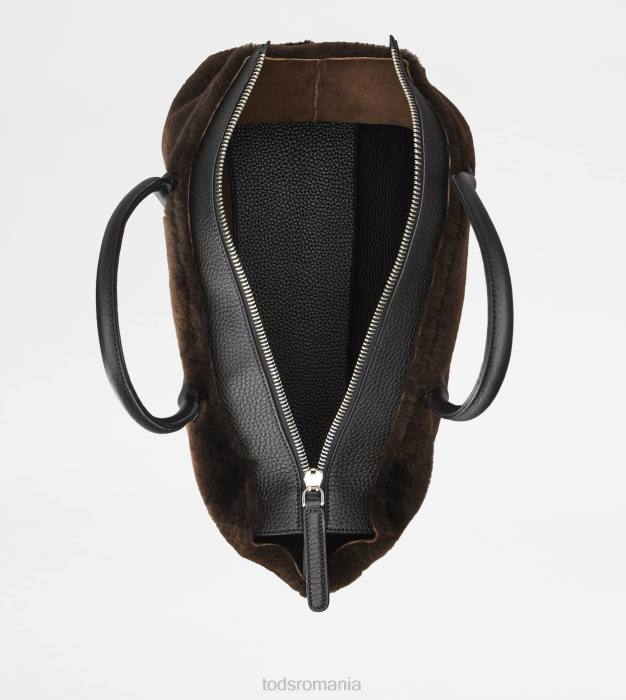 di sac în piele de oaie mare femei Tod's 080D323 maro/negru