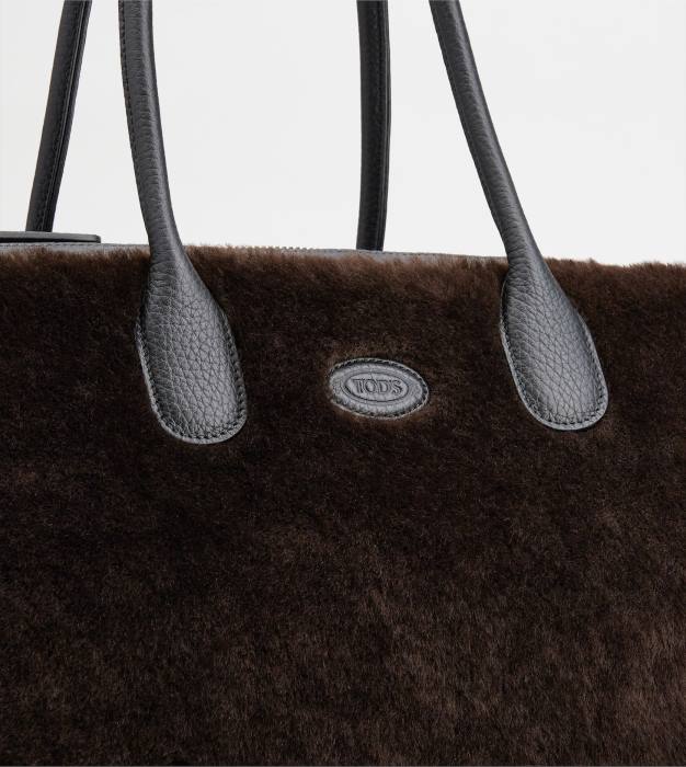 di sac în piele de oaie mare femei Tod's 080D323 maro/negru