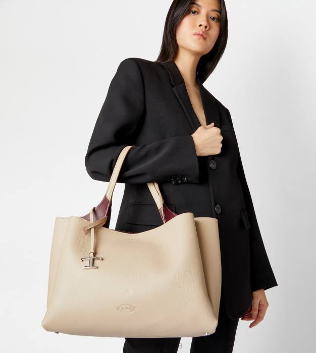 geanta din piele medie femei Tod's 080D295 bej