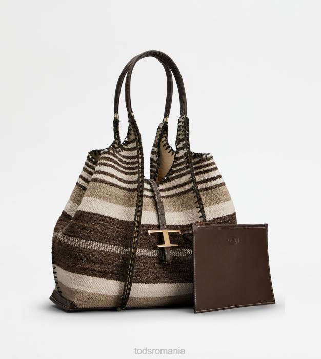 t geantă de cumpărături atemporală din material textil și piele mediu femei Tod's 080D289 maro
