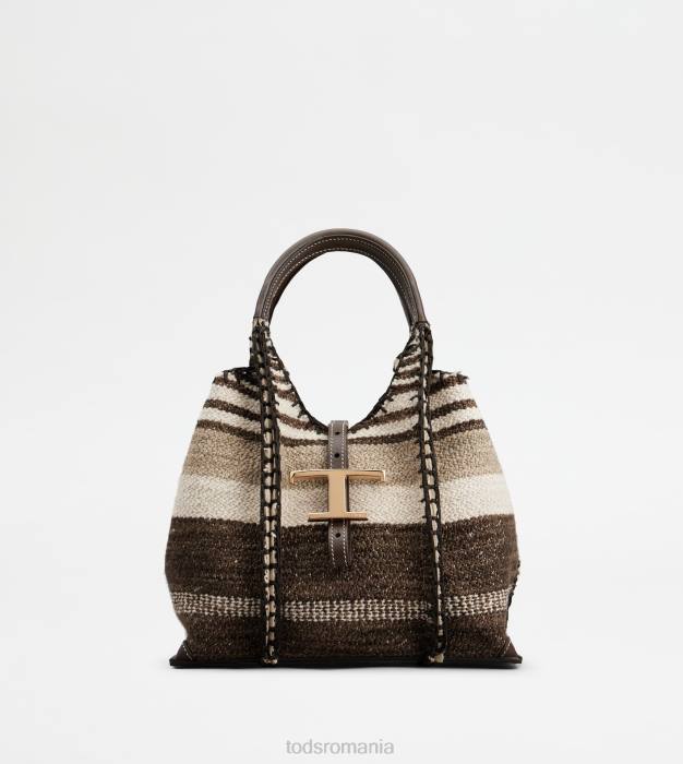 t geantă de cumpărături atemporală din material textil și piele mini femei Tod's 080D290 maro