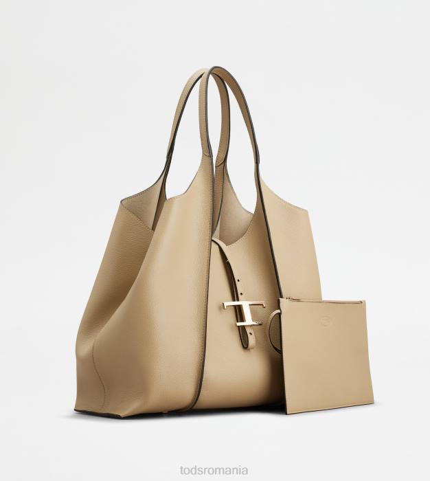 t geantă de cumpărături atemporală din piele mediu femei Tod's 080D275 bej