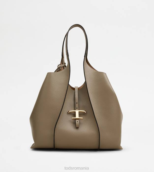 t geantă de cumpărături atemporală din piele mediu femei Tod's 080D278 gri