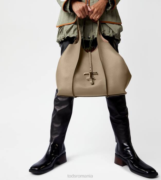 t geantă de cumpărături atemporală din piele mediu femei Tod's 080D278 gri