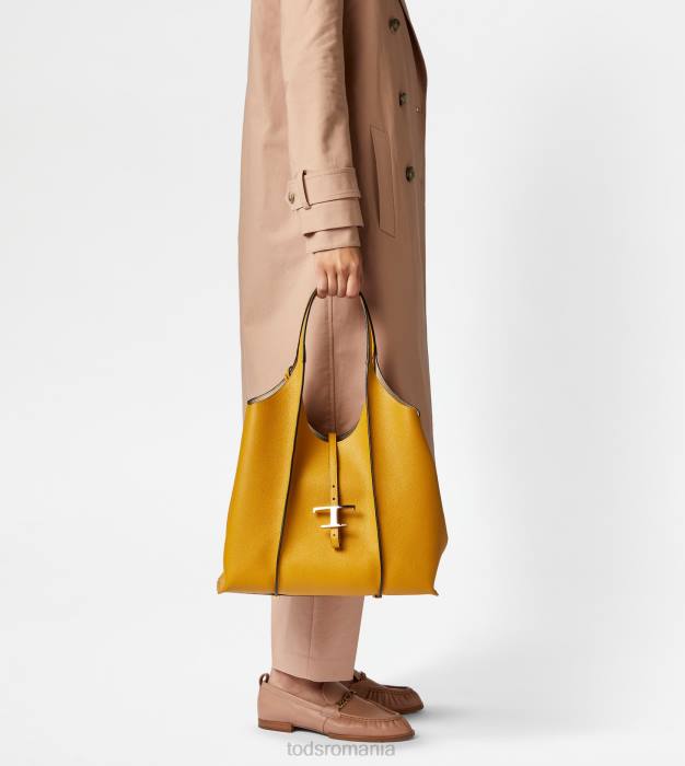 t geantă de cumpărături atemporală din piele mediu femei Tod's 080D281 galben