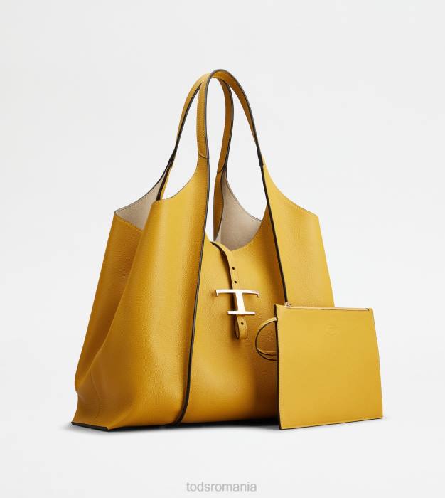 t geantă de cumpărături atemporală din piele mediu femei Tod's 080D281 galben